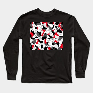 Abstract geometric pattern - red, gray, black and white. Long Sleeve T-Shirt